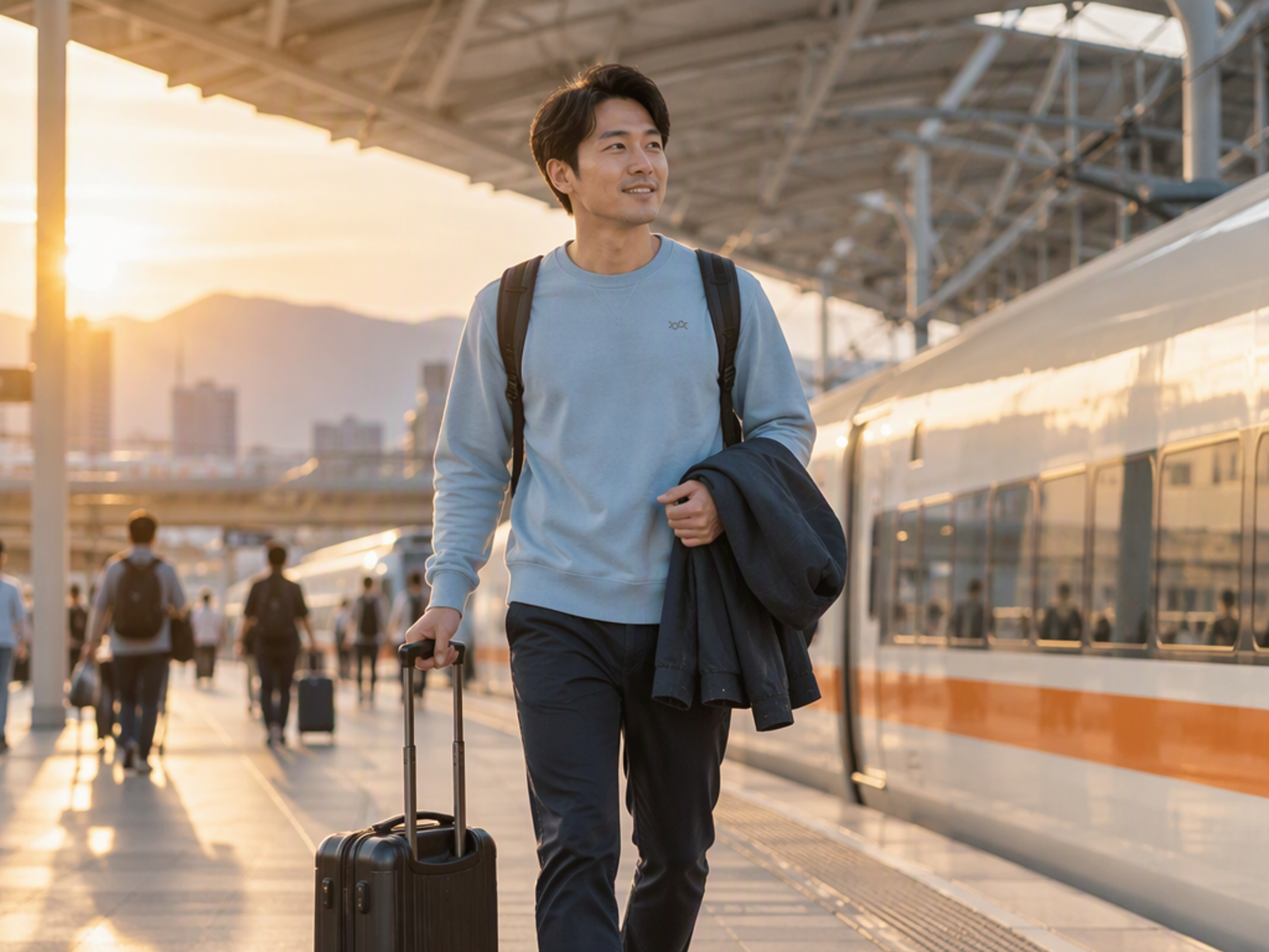 搭乘高鐵、飛機或長途客運時,如何安排暖絨圓領輕旅衣?