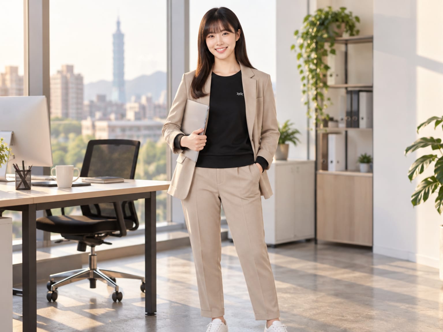 辦公室久坐時,暖絨圓領輕旅衣怎麼穿才不顯厚重?