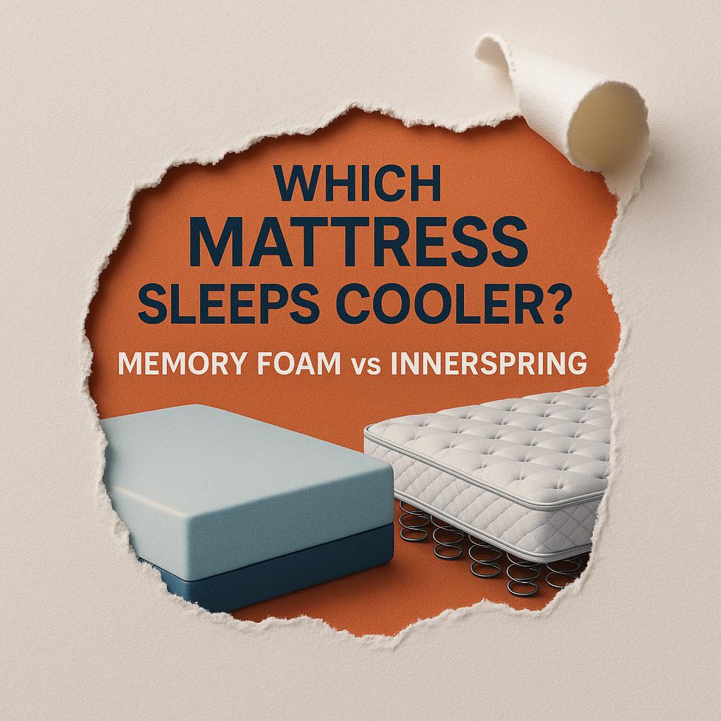 best cooling mattress, cooling mattress, memory foam vs innerspring, cooling memory foam mattress, cooling innerspring mattress, temperature regulating mattress, mattress heat retention, cooling mattress comparison, sleep cooler mattress, breathable innerspring mattress