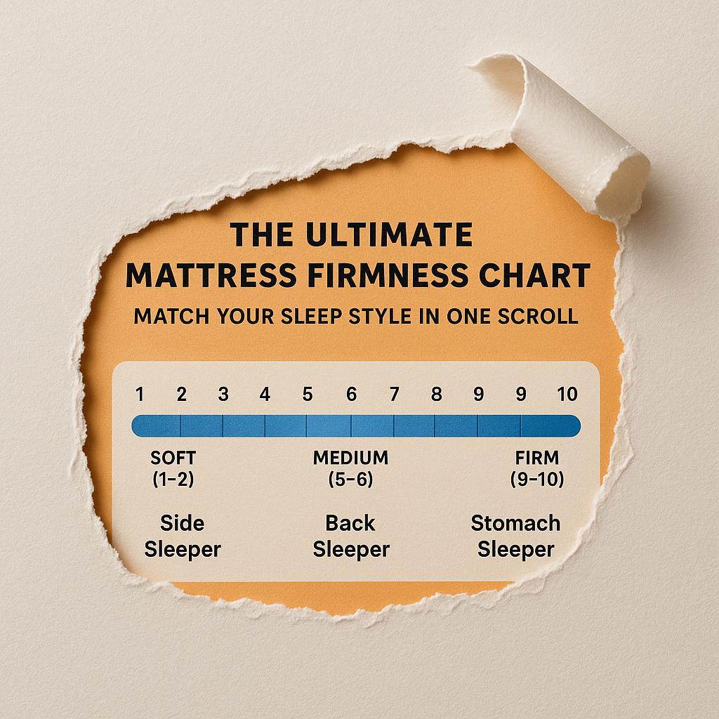 mattress firmness, mattress firmness chart, mattress firmness scale, best mattress firmness, mattress firmness levels, choose mattress firmness, side sleeper mattress, back sleeper mattress, stomach sleeper mattress, medium-firm mattress