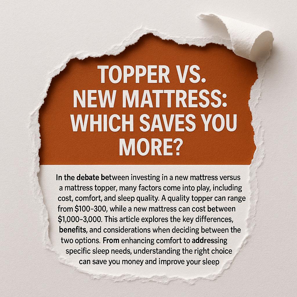 new mattress price, mattress topper, mattress vs topper, mattress cost savings, cost-effective mattress, mattress buying guide, mattress topper benefits, mattress longevity, budget mattress, sleep comfort