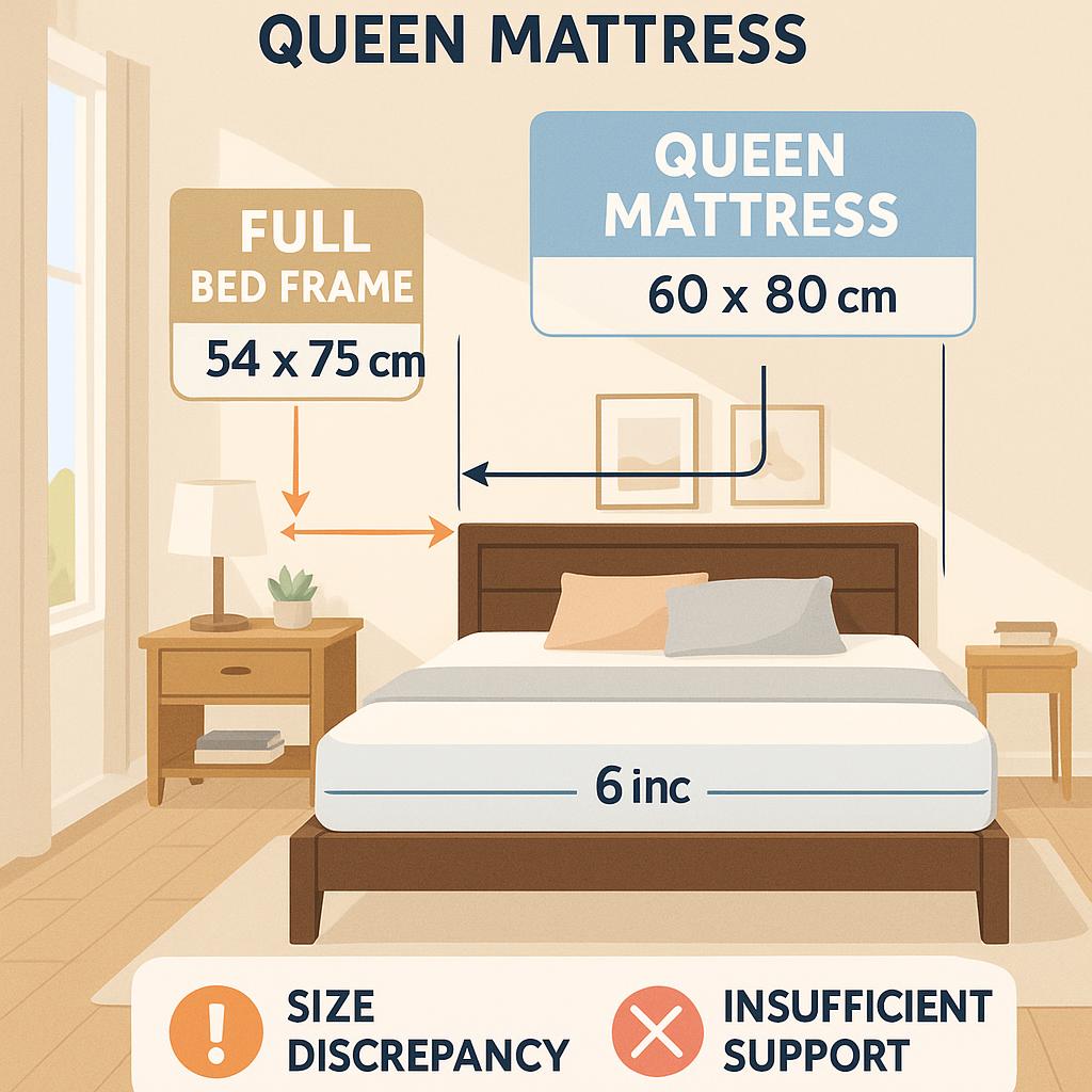 Learn if a queen mattress can fit on a full bed frame and the implications for comfort and support.