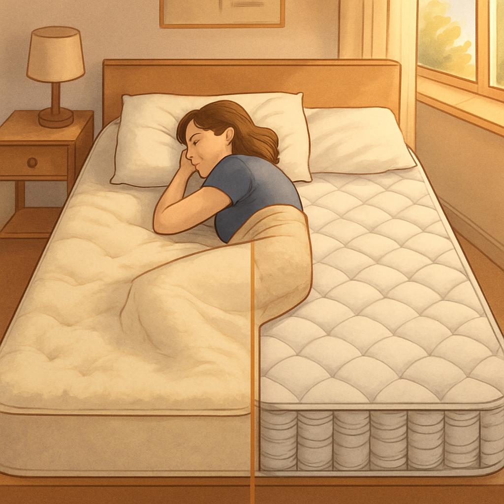 memory foam mattress, best mattress for side sleepers, innerspring mattress, memory foam vs innerspring, when to replace mattress, mattress replacement signs, pressure relief mattress, side sleeper support