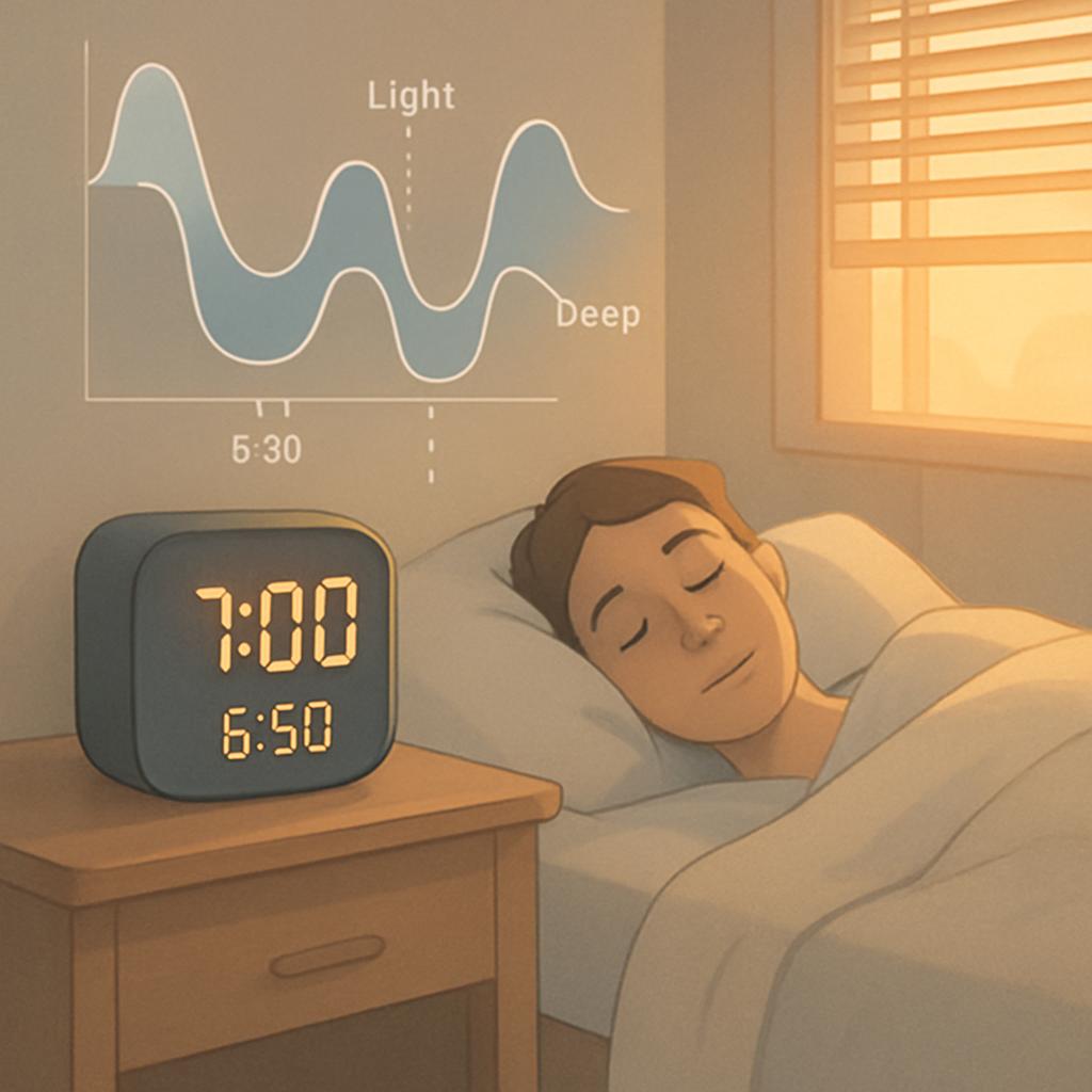 smart alarm clock, sleep cycle alarm, gentle wake alarm, smart wake up alarm, sleep tracking alarm, sleep stage alarm, sleep phase alarm, sleep stage tracker, circadian rhythm alarm, wearable sleep tracker