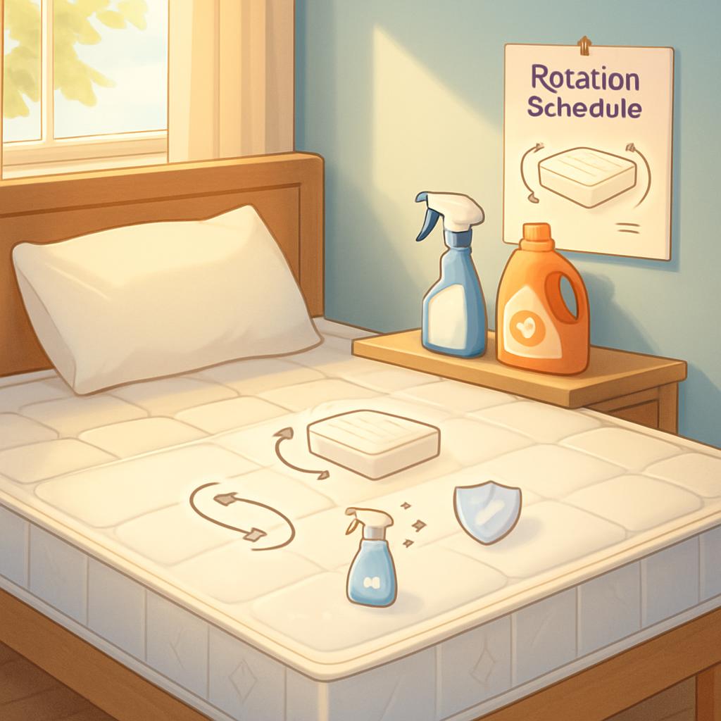 mattress care tips, extend mattress life, mattress maintenance, mattress longevity, mattress cleaning tips, mattress protection, mattress rotation, flip mattress