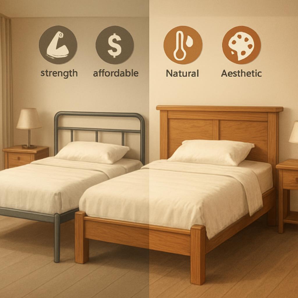 Learn the key differences between metal and wooden bed frames to enhance your sleep quality and bedroom style.