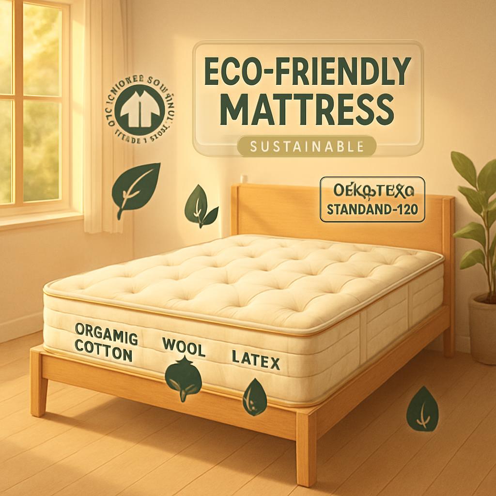 eco friendly mattress, organic mattress, green mattress, sustainable mattress, non toxic mattress, natural latex mattress, GOTS certified mattress, OEKO-TEX mattress, chemical free mattress, plant based mattress