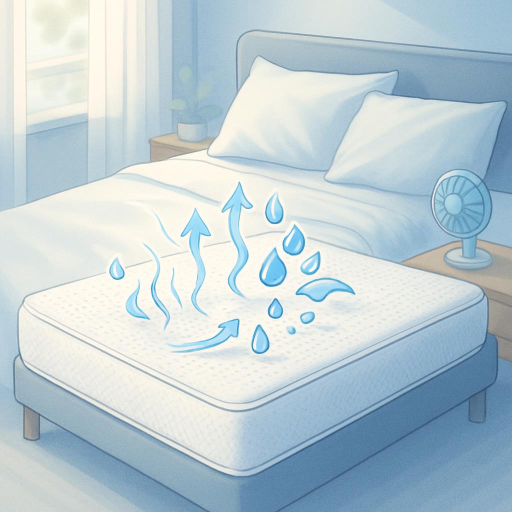 breathable mattress protector, cooling mattress protector, mattress protector for hot sleepers, temperature regulating mattress protector, moisture wicking mattress protector, waterproof breathable protector, airflow mattress protector, breathable bedding, cool comfort bedding, summer mattress protector