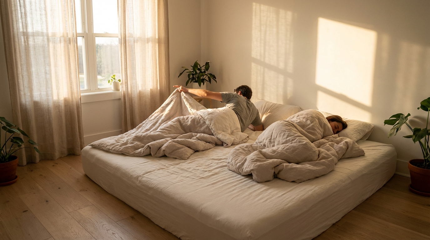 Couple sleeping on where to dump mattress for free with motion isolation