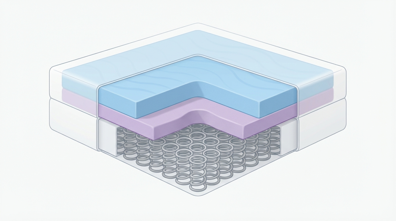 Infographic showing make a mattress firmer construction and layers