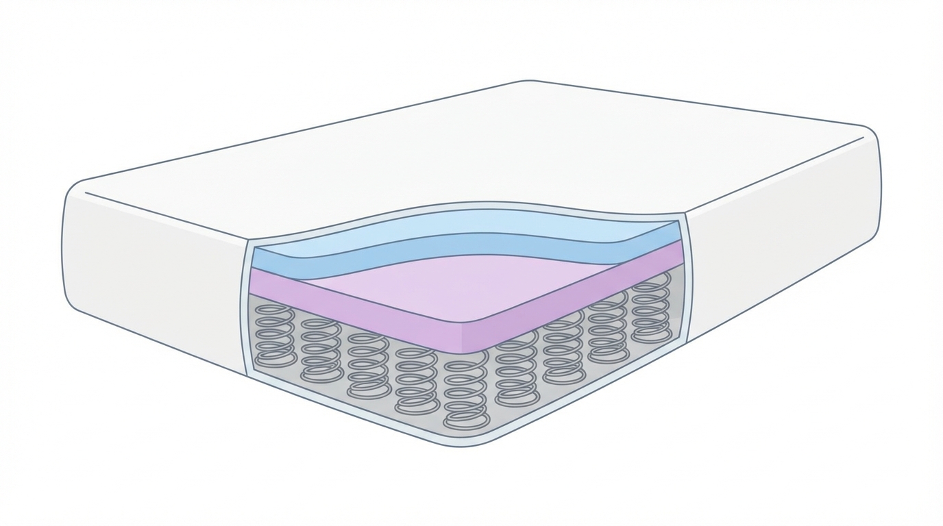 Infographic showing how long is a queen mattress construction and layers