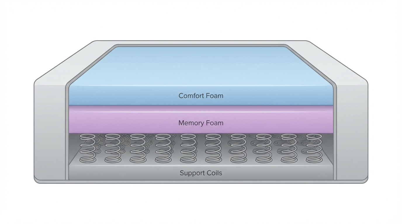 Infographic showing where to buy twin mattress construction and layers