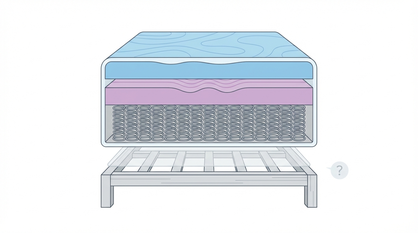 Infographic showing do you need a box spring with a mattress construction and layers