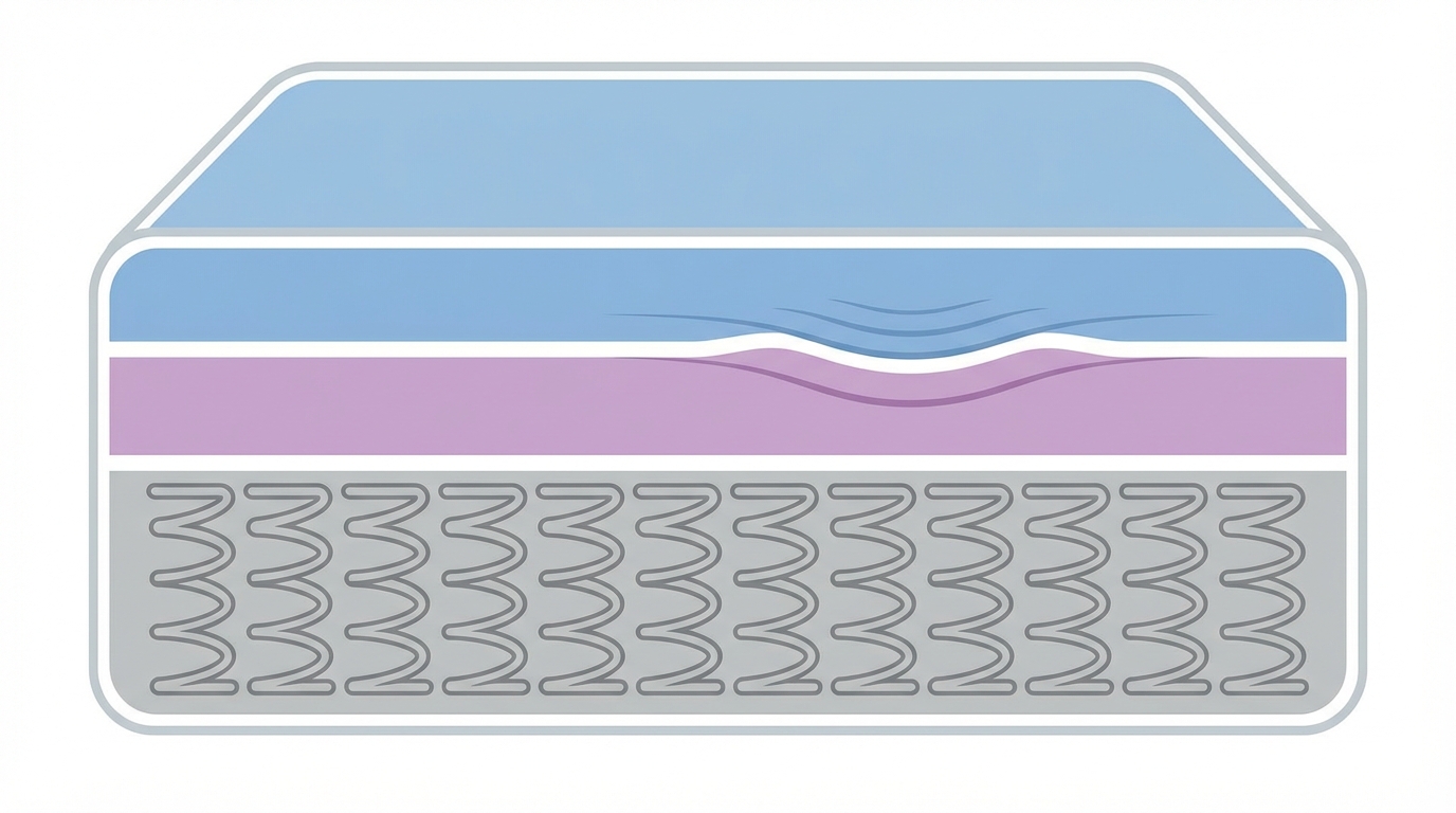 Infographic showing how long is a twin mattress construction and layers