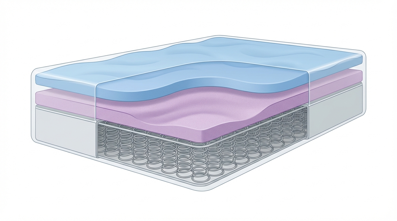 Infographic showing how much is a queen mattress construction and layers