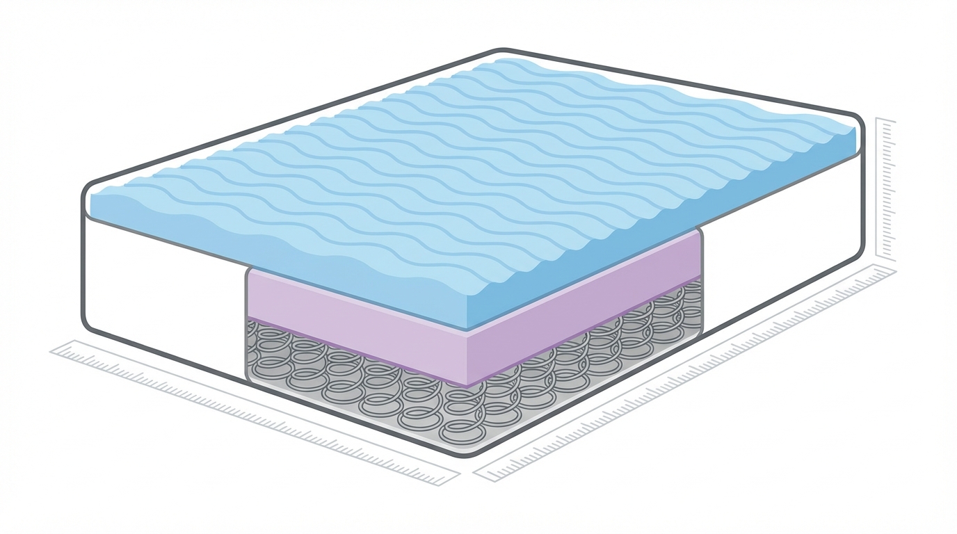 Infographic showing what size is a twin xl mattress construction and layers