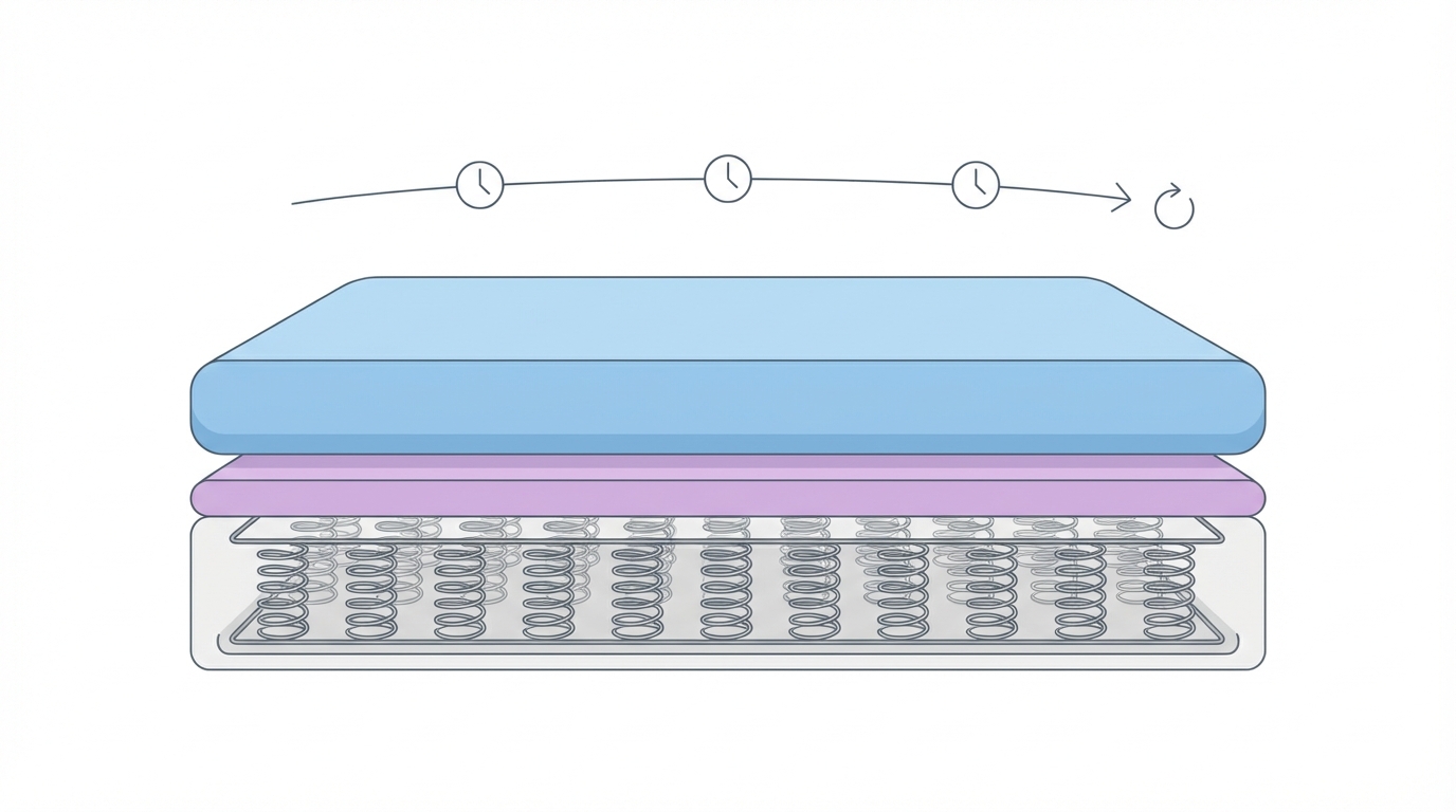 Infographic showing how often replace mattress construction and layers