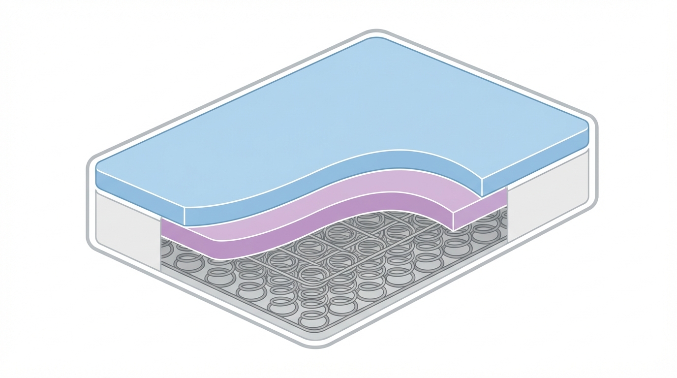 Infographic showing what is the size of a full mattress construction and layers