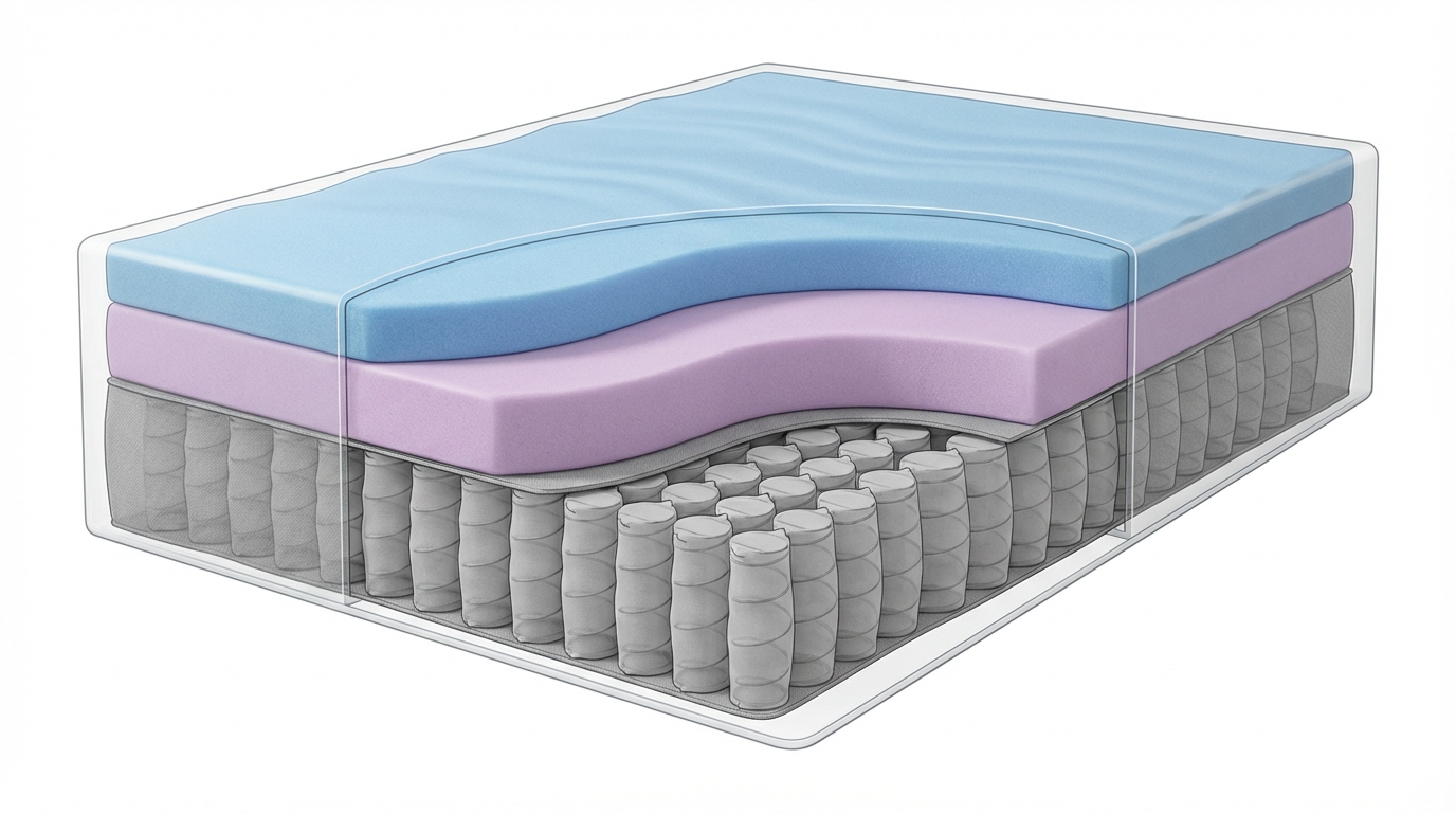 Infographic showing what goes under a mattress construction and layers