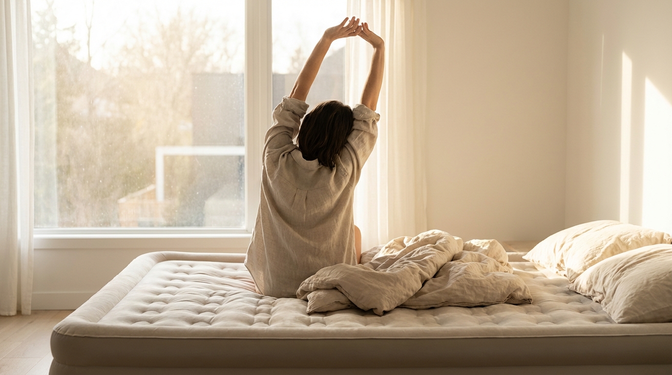 Waking up refreshed on a patch an air mattress