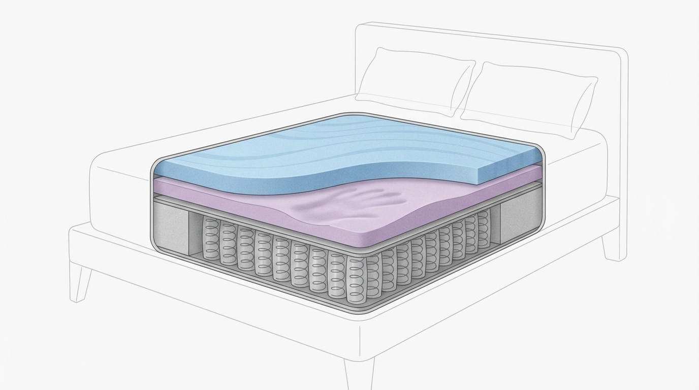 Infographic showing how big is a queen mattress construction and layers
