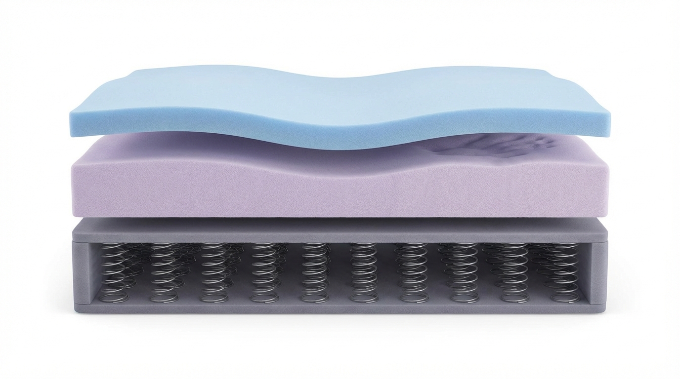 Infographic showing how long is a mattress good for construction and layers