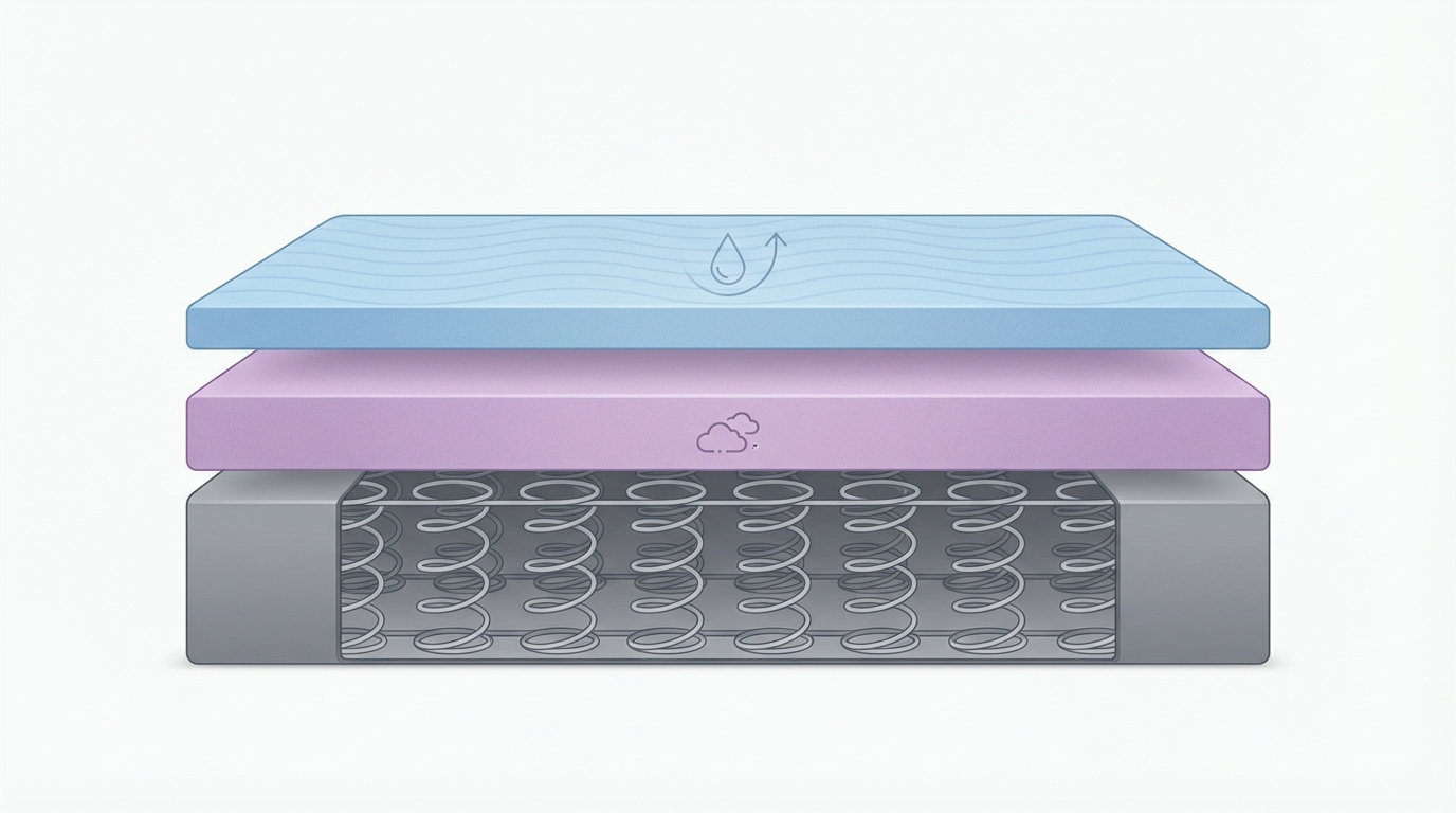 Infographic showing get stains out of a mattress construction and layers