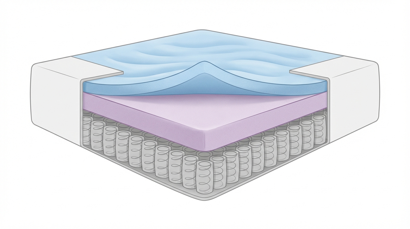Infographic showing how big is a queen size mattress construction and layers