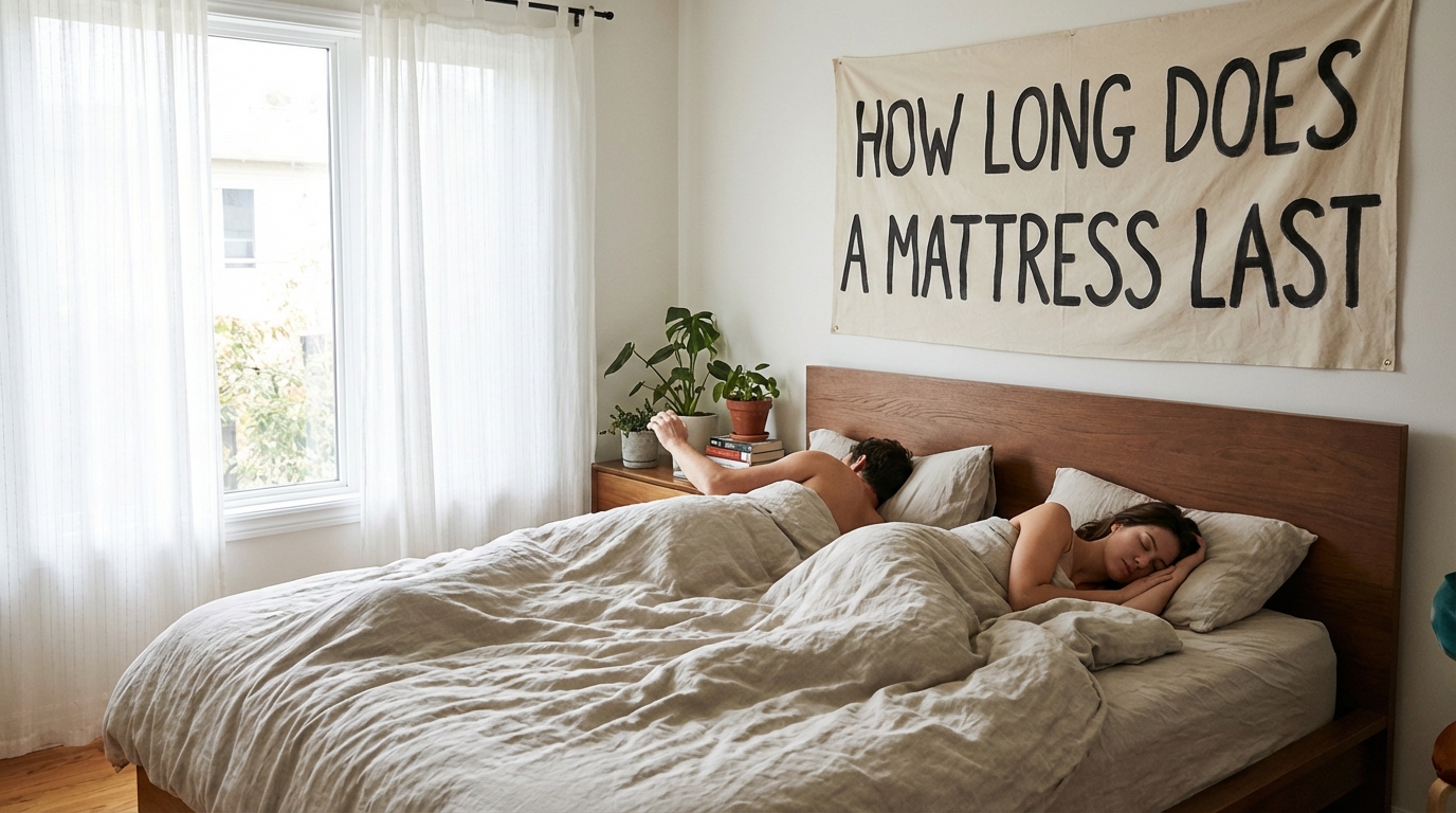 Couple sleeping on how long does a mattress last with motion isolation