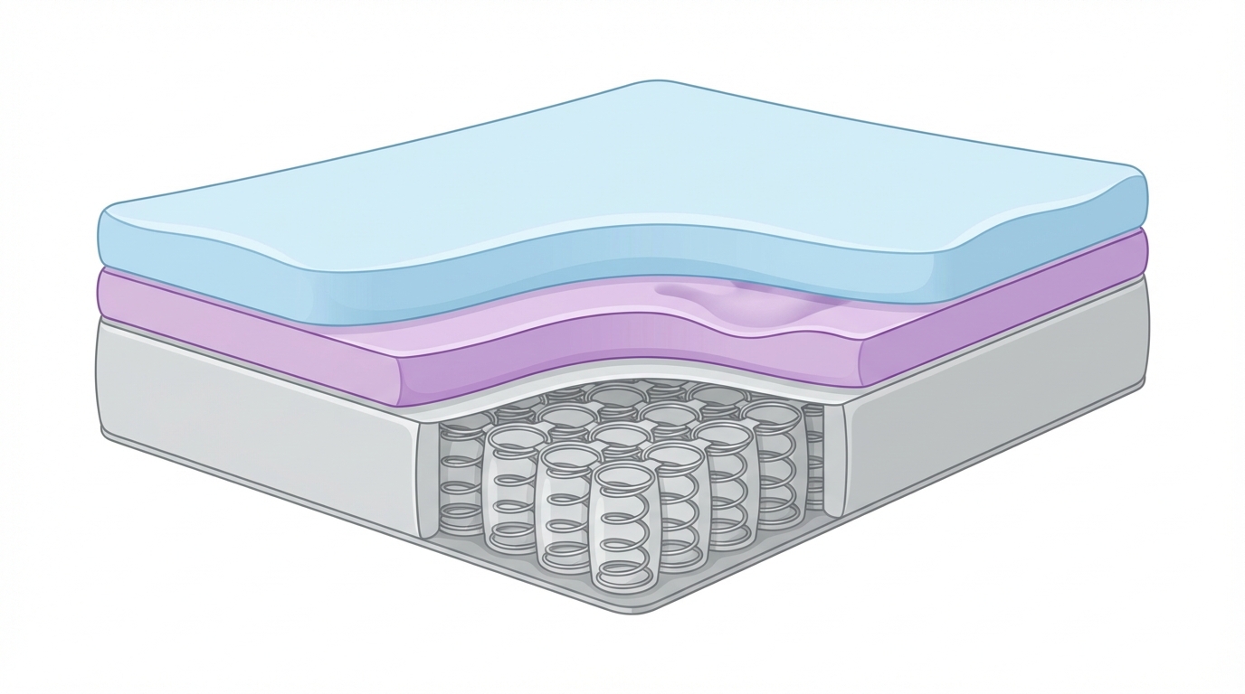 Infographic showing where to buy a mattress construction and layers