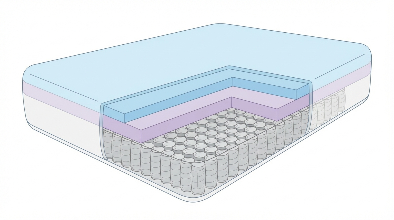 Infographic showing how much is a king size mattress construction and layers