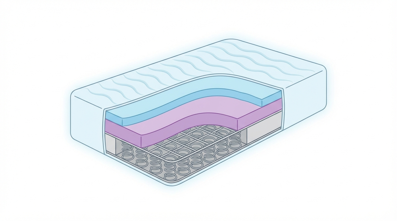 Infographic showing move a mattress construction and layers