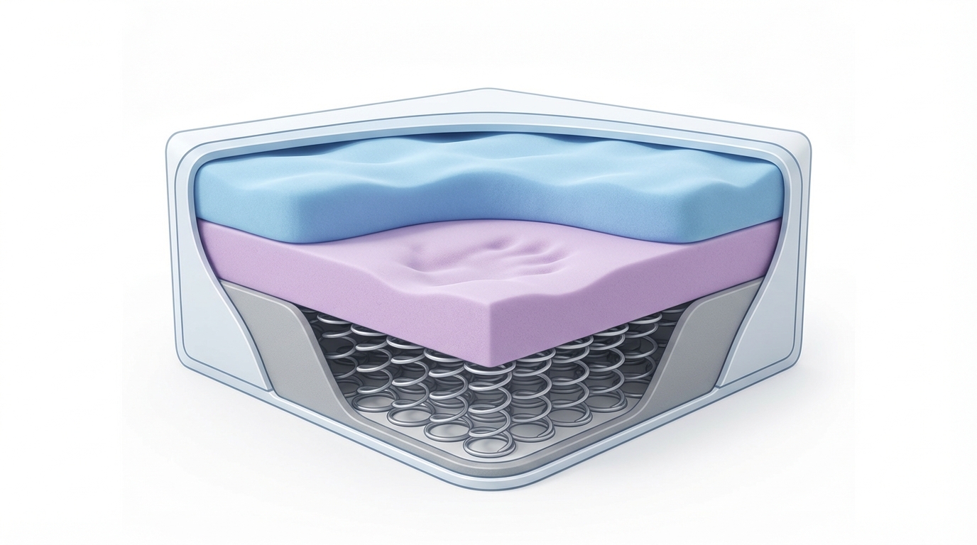 Infographic showing how often to change mattress construction and layers