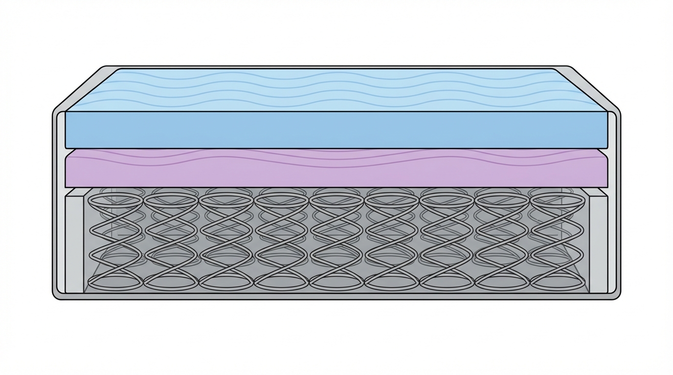 Infographic showing what is hybrid mattress construction and layers