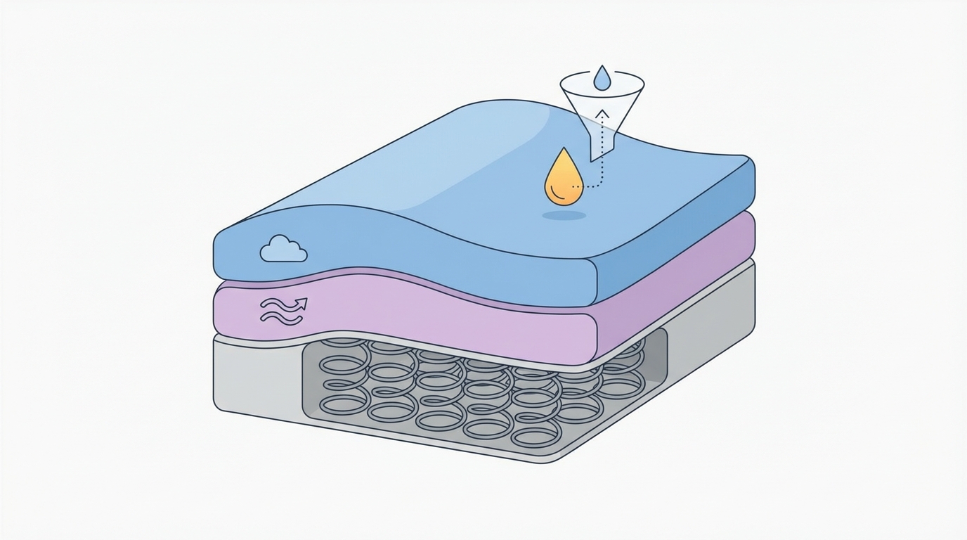 Infographic showing get pee stain out of mattress construction and layers