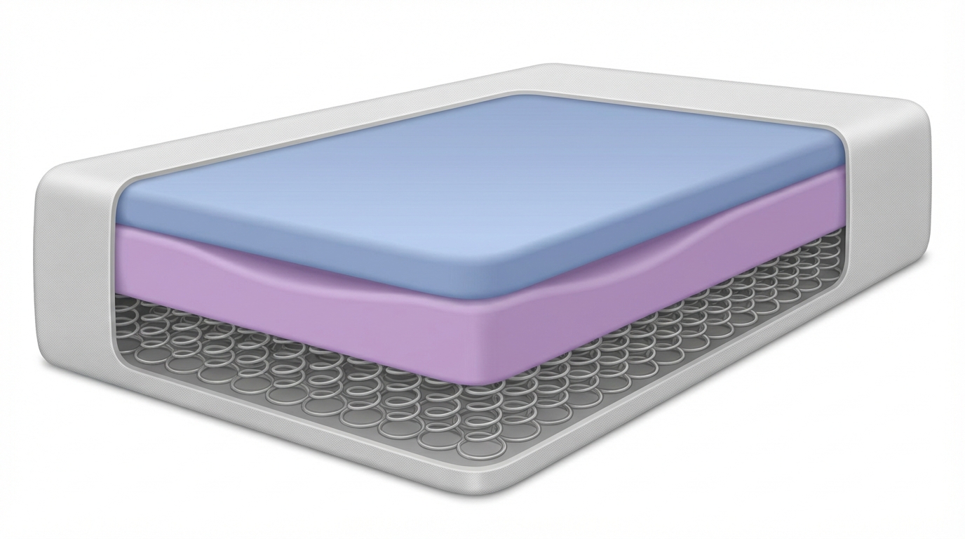 Infographic showing what kind of mattress is best for back pain construction and layers