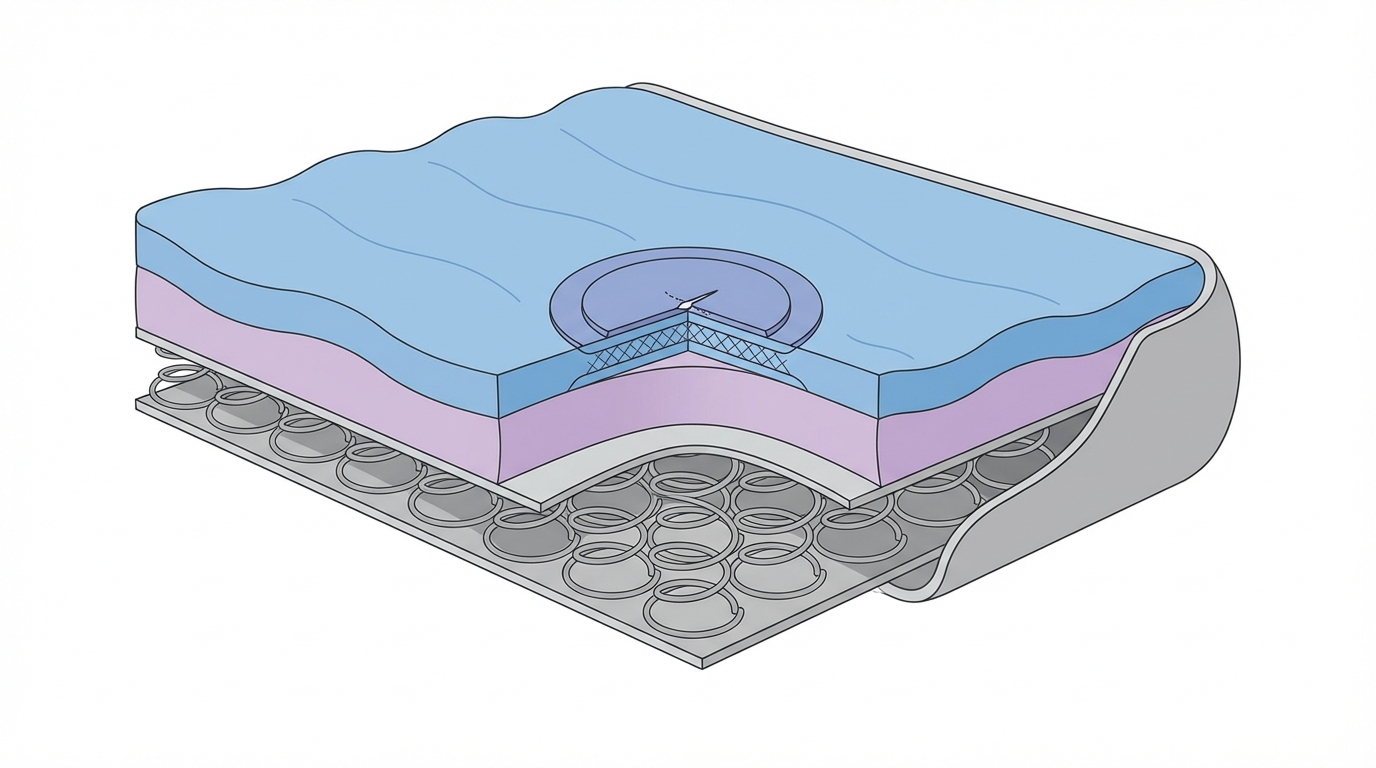 Infographic showing fix a hole in an air mattress construction and layers