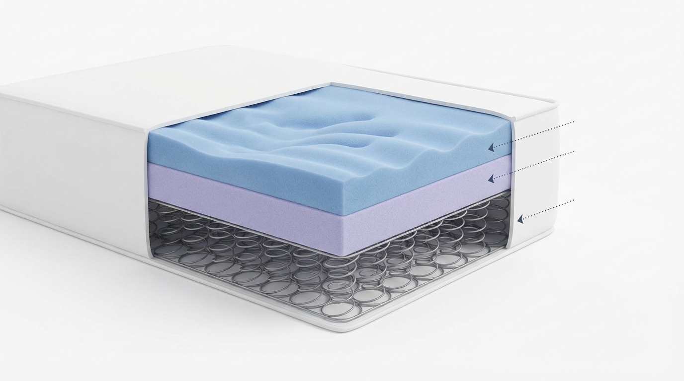 Infographic showing move a mattress by yourself construction and layers