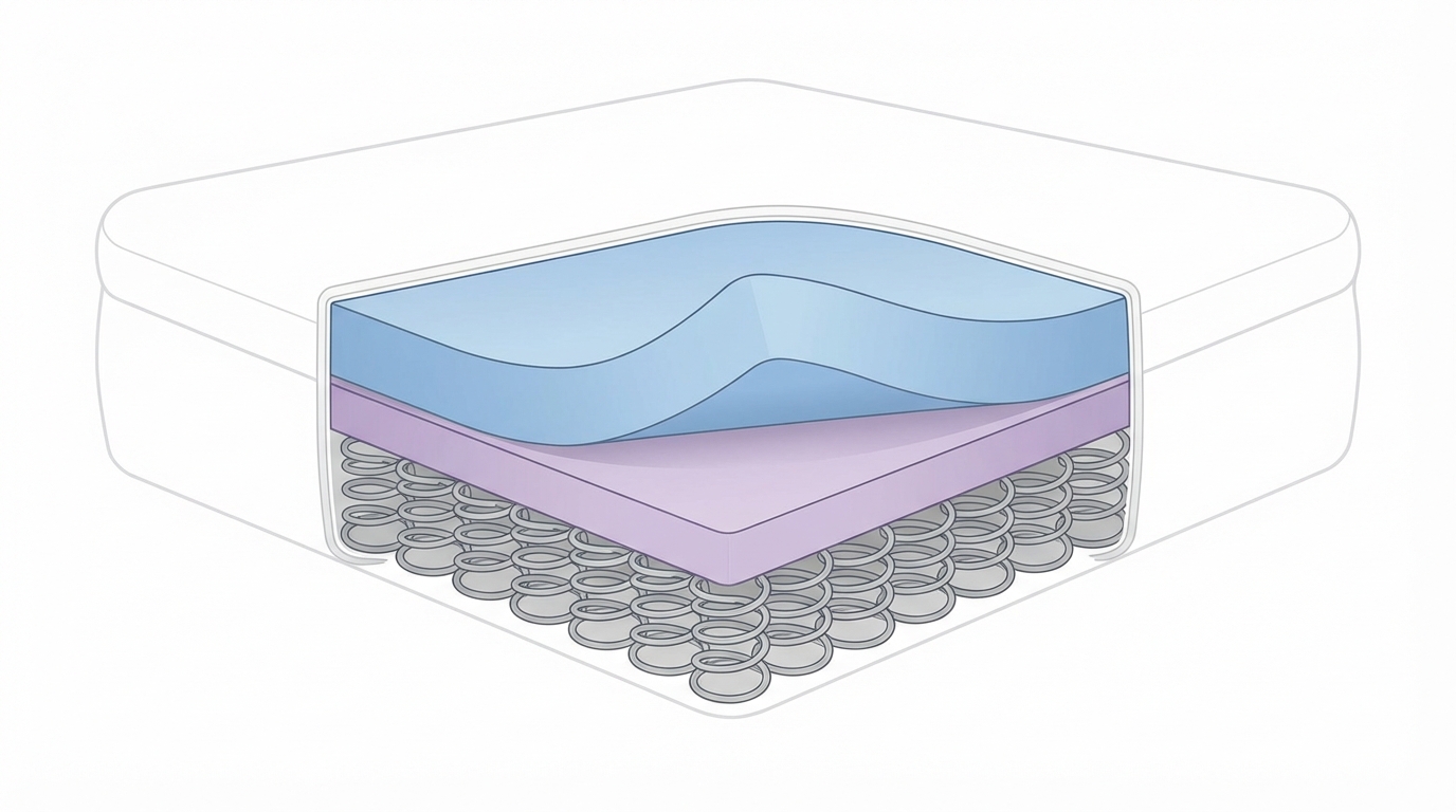 Infographic showing how long is a queen size mattress construction and layers