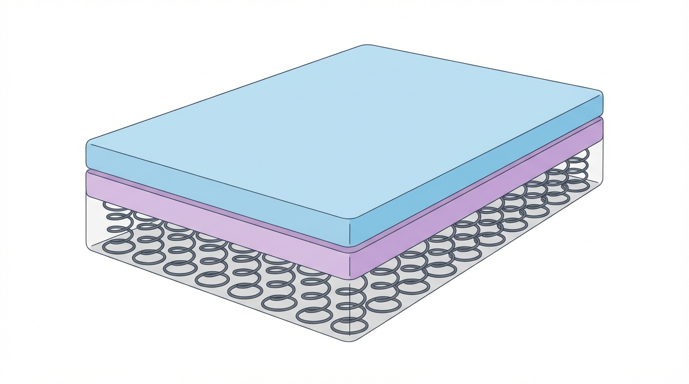 Infographic showing how wide is a full size mattress construction and layers