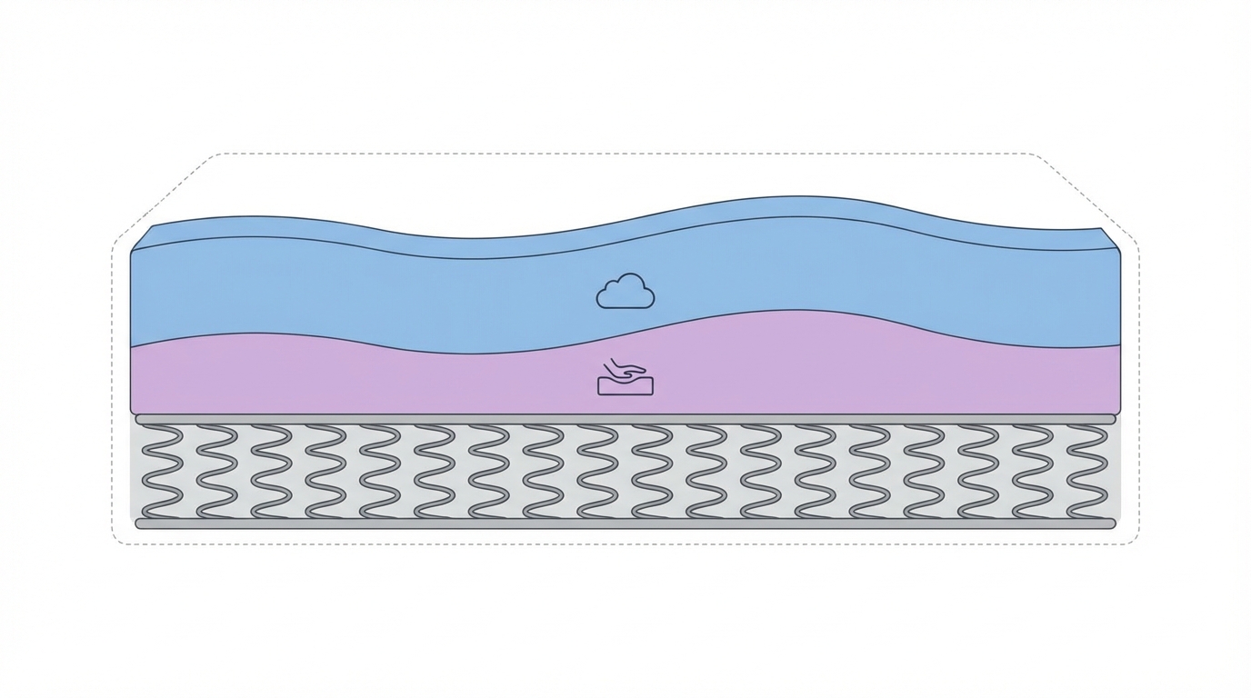 Infographic showing what size is a twin mattress construction and layers