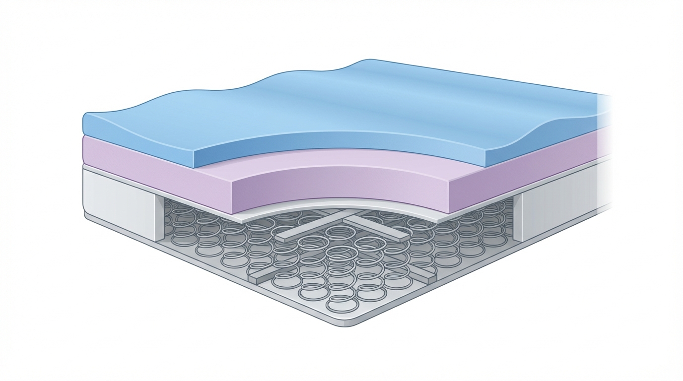 Infographic showing what is the best mattress for back pain construction and layers