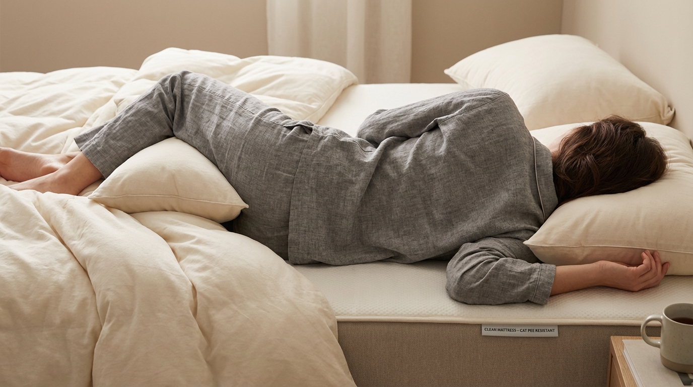 Proper sleep support on a clean cat pee from mattress