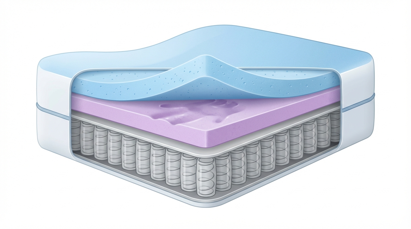 Infographic showing plush mattress construction and layers