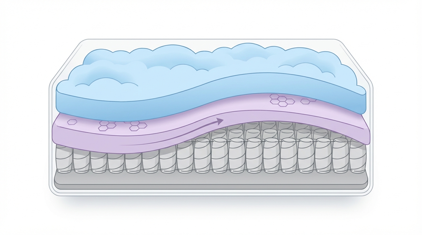 Infographic showing what is the most comfortable mattress construction and layers