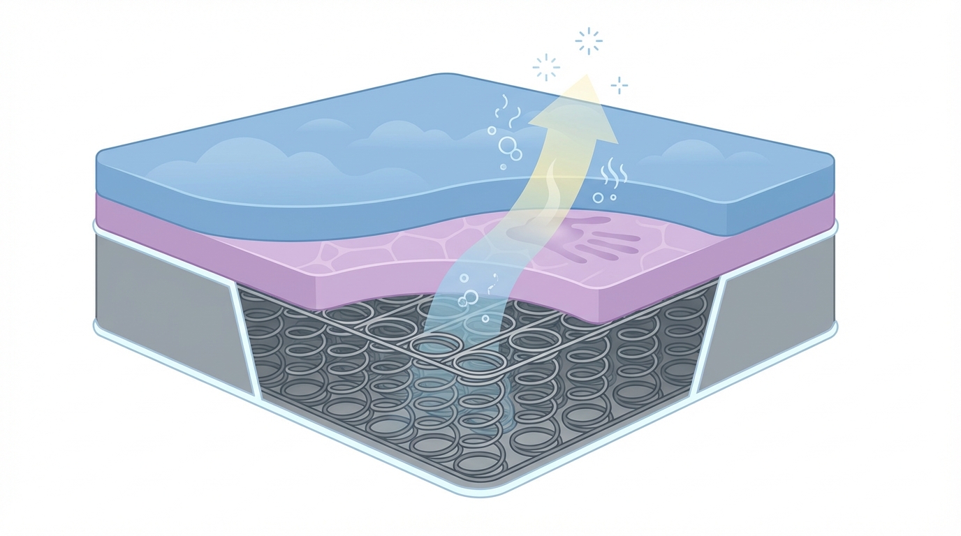 Infographic showing get pee smell out of mattress construction and layers