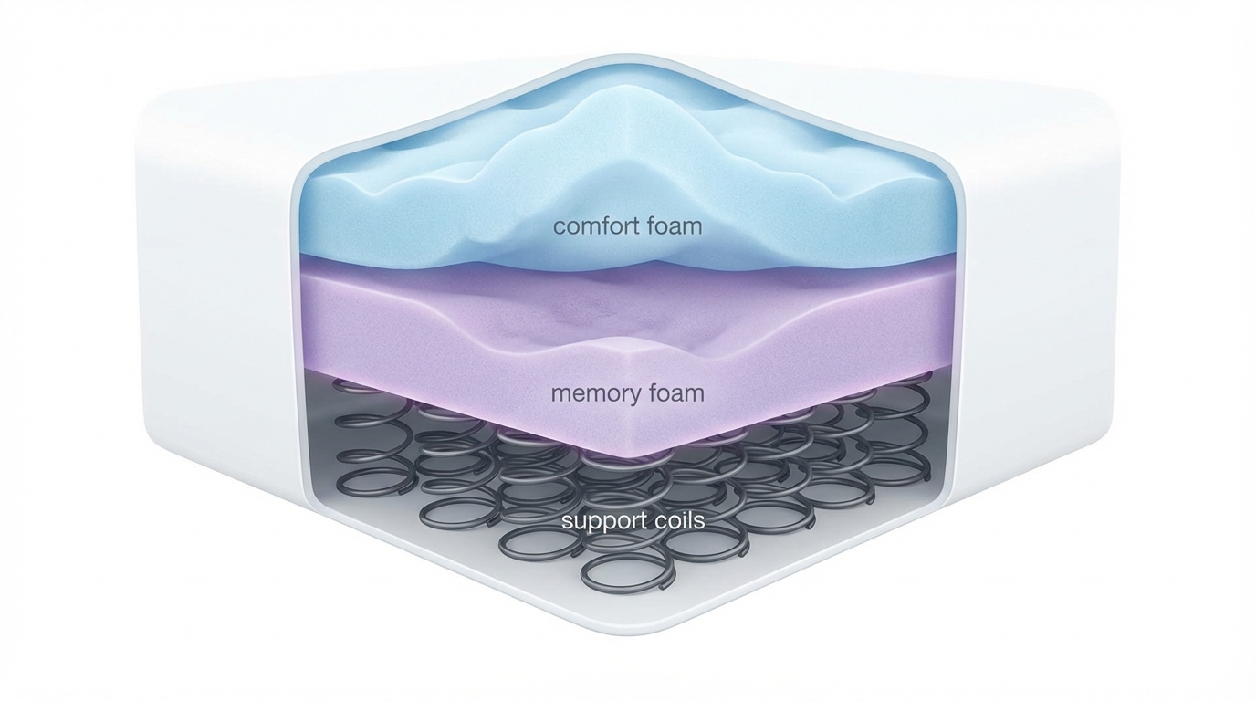 Infographic showing buy a mattress construction and layers