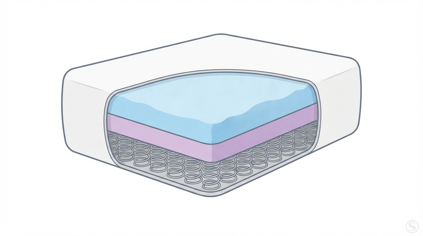 Infographic showing where to buy saatva mattress construction and layers