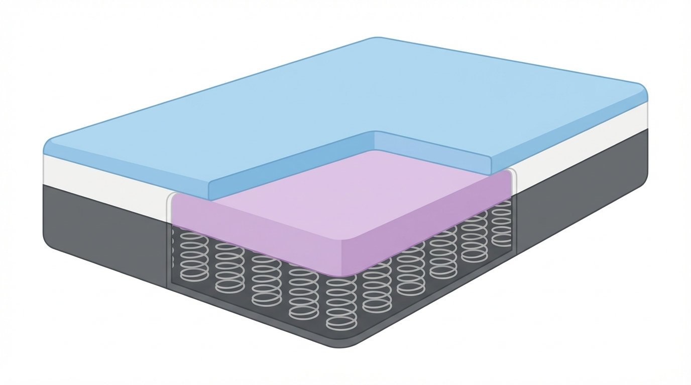 Infographic showing how wide is a twin mattress construction and layers