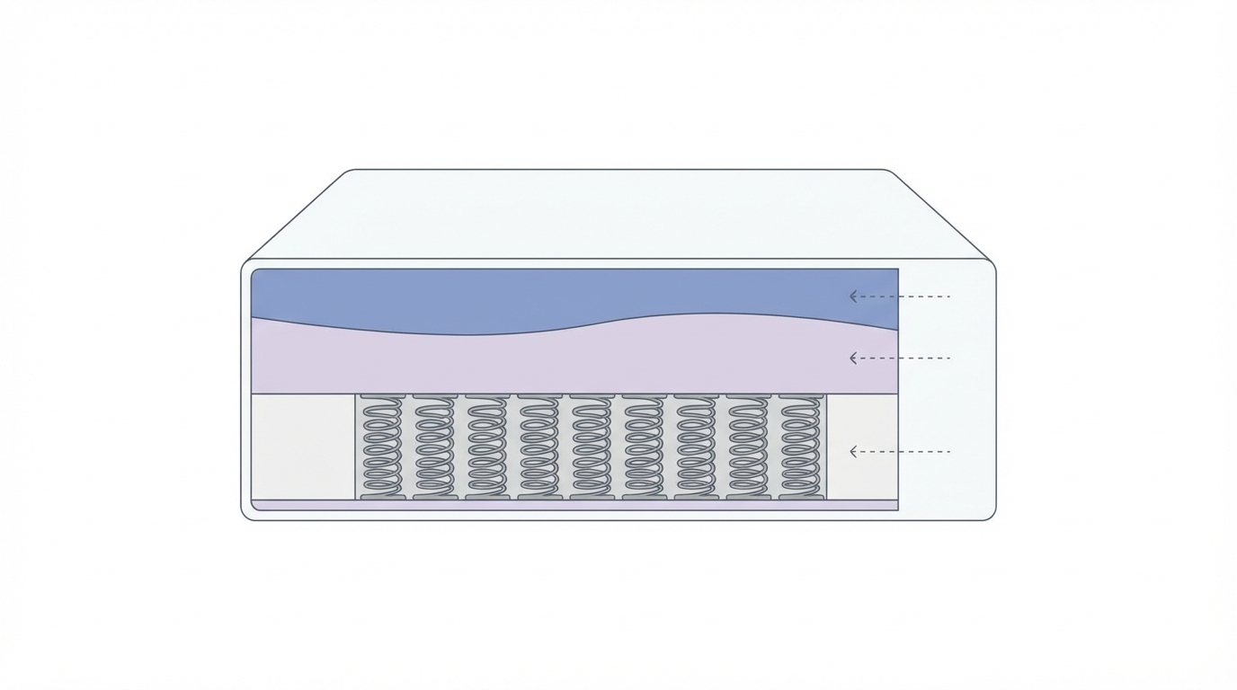 Infographic showing how much does a queen mattress cost construction and layers